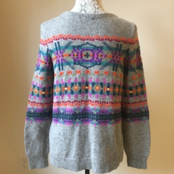 CHAPS Crew Neck Sweater With Aztec Pattern - Picture 2 of 5